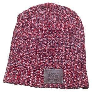 Love Your Melon Knit Beanie Hat Red Black 100% Cotton Winter Cap Made in USA